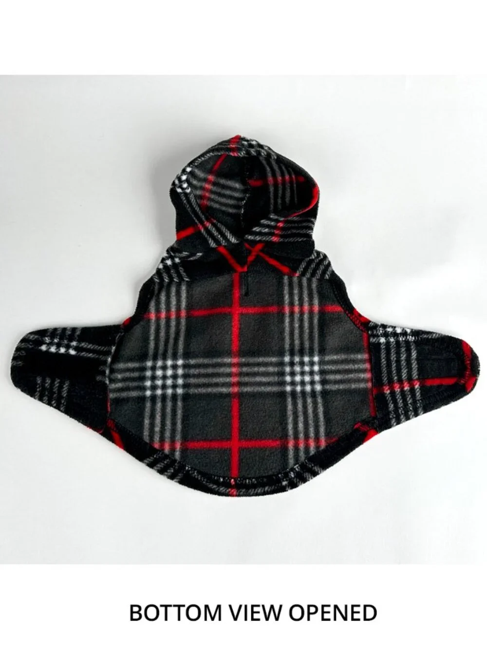Plaid Fleece Dog Hoodie Black Red White Soft Warm Pullover Puppy Jacket XS